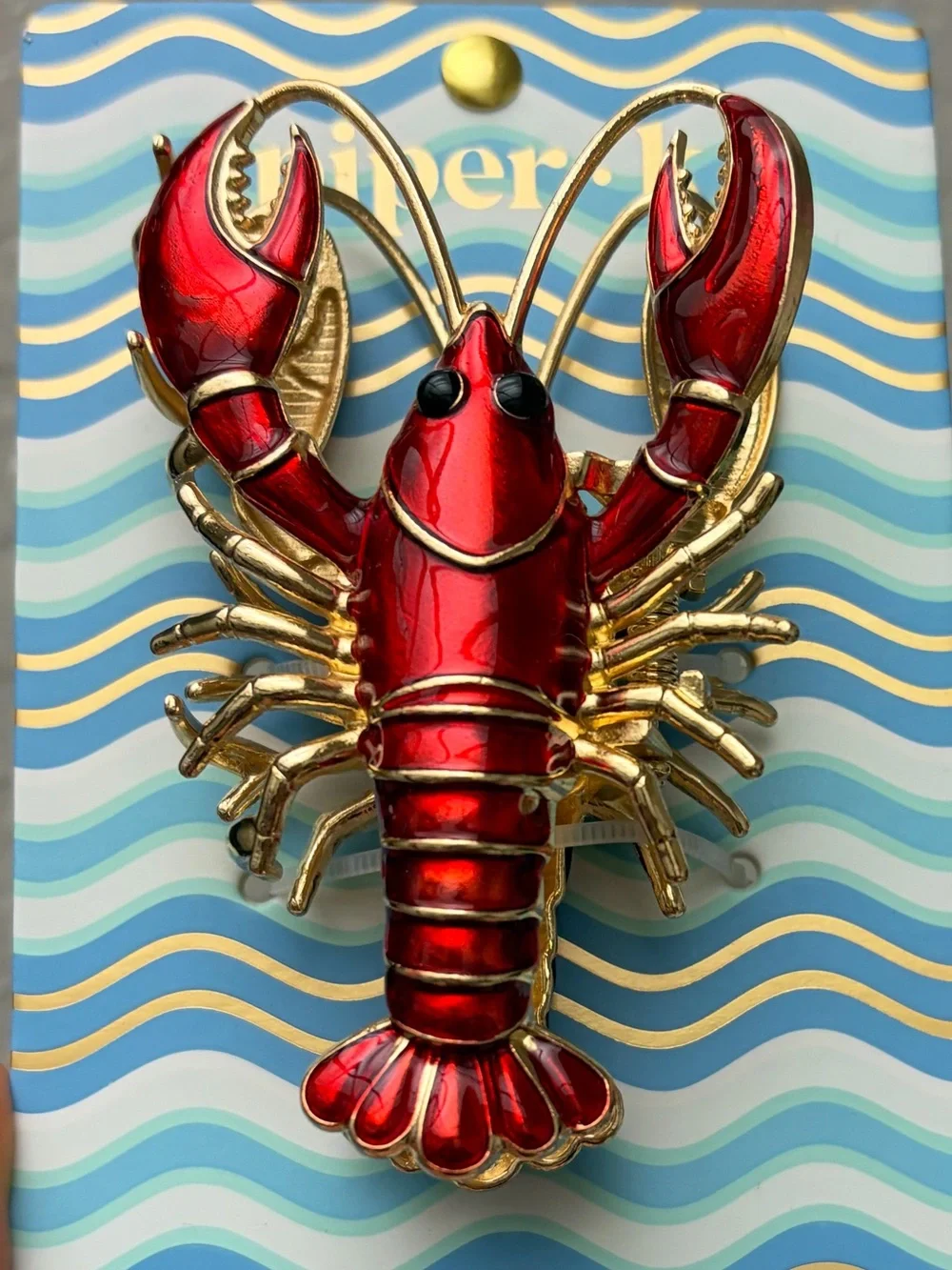 NWT ⚜️🦞⚜️ Piper K Red Lobster Enamel Hair Claw Clip